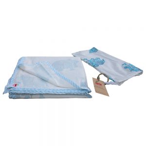 Soft Cotton Three Layer Blanket – Blue Elephant