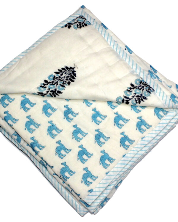 Natural Cotton Quilt – Camel Blue