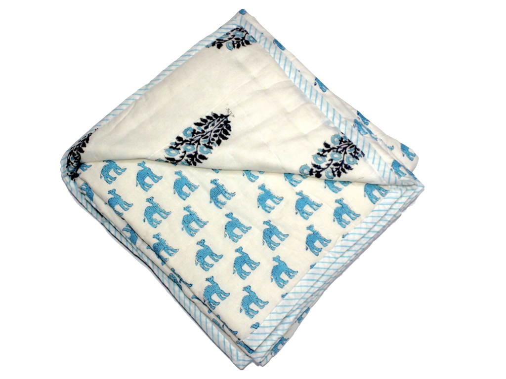 Natural Cotton Quilt – Camel Blue