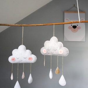Hanging Grey Clouds With Droplets – Handcrafted