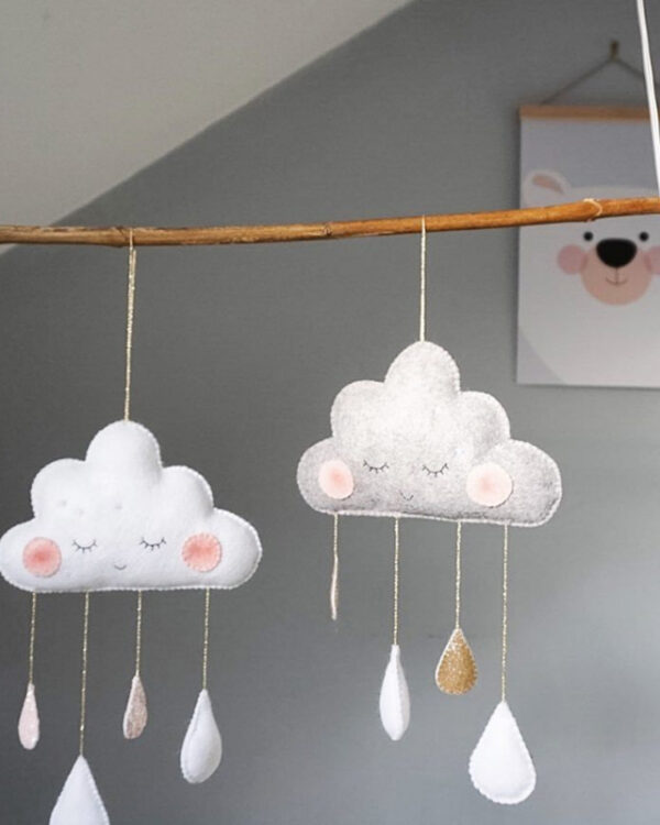 Hanging Grey Clouds With Droplets – Handcrafted