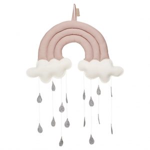 Hanging Grey Rainbow  With clouds-  Handcrafted