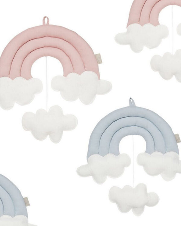 Hanging Grey Rainbow  With clouds-  Handcrafted