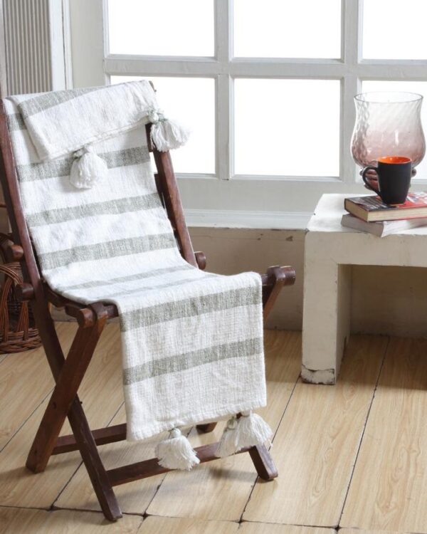 Cotton Handwoven Throw with Tassels- Grey