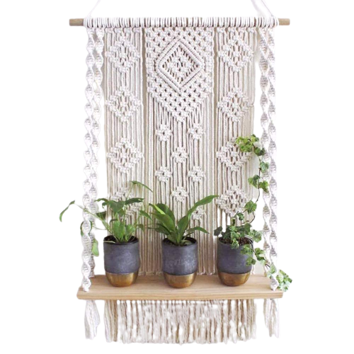 Macrame Boho Wall Hanging Shelf