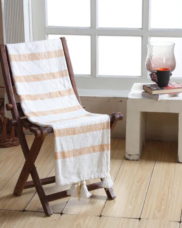 Cotton Handwoven Throw with Tassels- Brown
