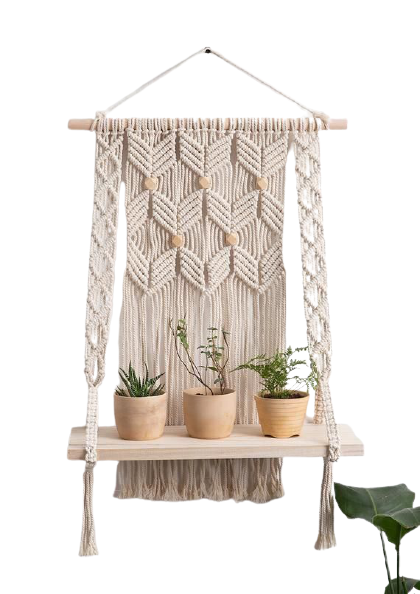 Macrame Boho Wall Hanging Shelf