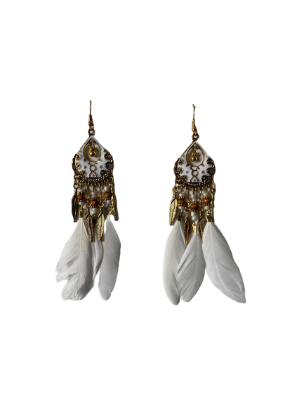 Feather Earrings White