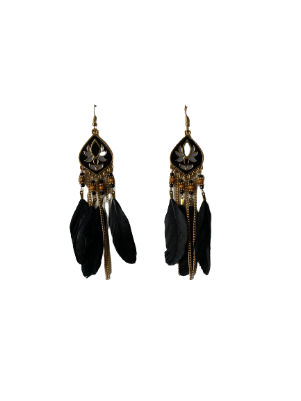 Feather Earrings Black