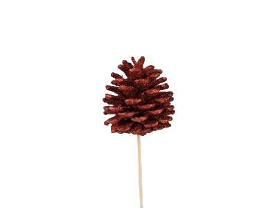 Dried Pine Cone Glitter Red Stick 10 pcs set