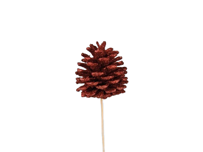 Dried Pine Cone Glitter Red Stick 10 pcs set for Vase