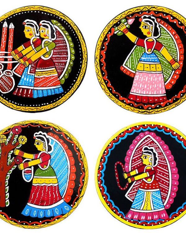 Tikuli Craft Hand Painted Tea Coaster 4 Pcs Set