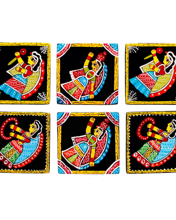 Tikuli Craft Hand Painted Tea Coaster 6 Pcs Set