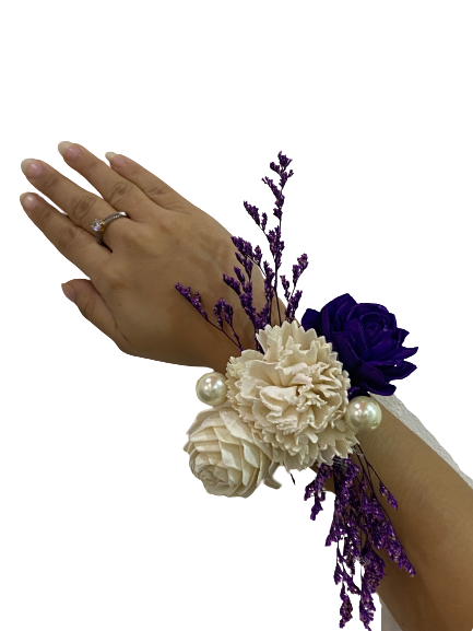 Wrist Corsage – Purple White