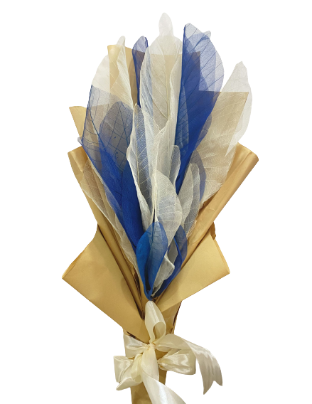 Bouquet – Dried Skeleton Blue & White Leaves Bouquet