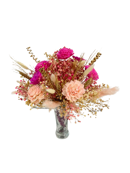 Dried Pink Beauty Arranged in a Vase